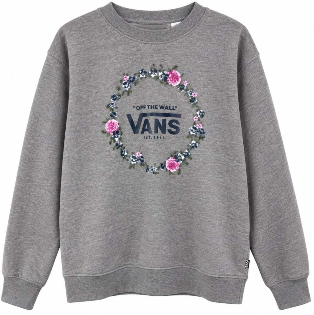 Vans Floral Wreath Off The Wall Graphic Crewneck Sweatshirt Gray